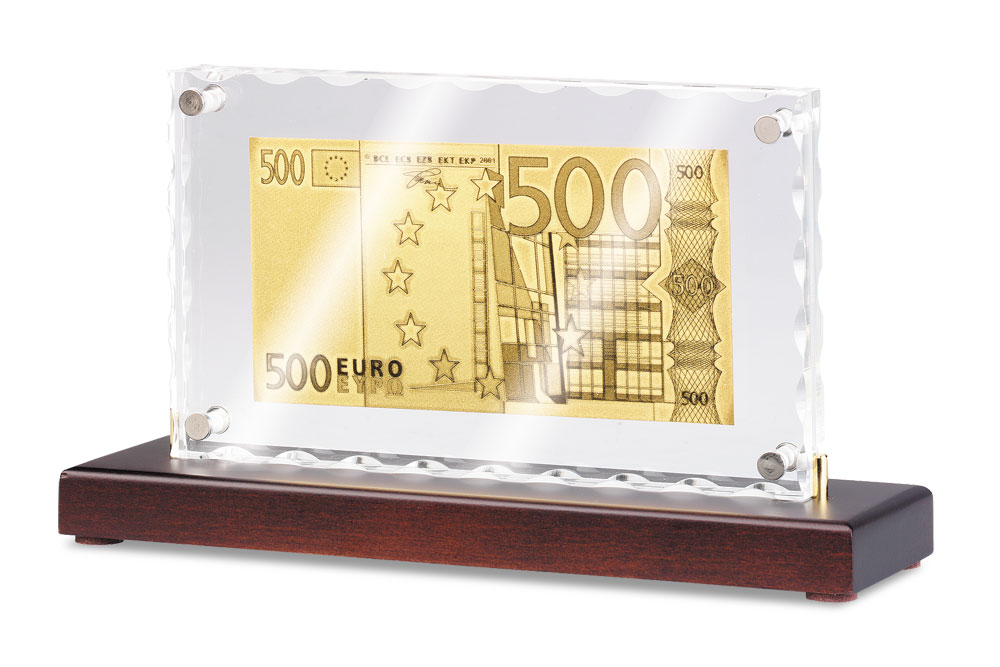 Евро в золотые. Сувениры 500 евро. 500 Евро сувенирная продукция. 500 Евро Золотая купюра. Стеклянная рамка для купюр.